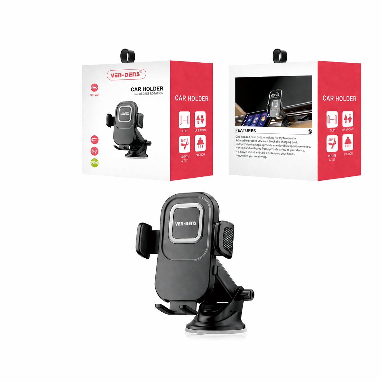 Universal Car Phone Holder 360° Suction Mount Dashboard Windscreen Adjustable